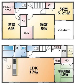 茂呂（鹿沼駅）　１７９９万円 1799万円、4LDK+S、土地面積211.64m<sup>2</sup>、建物面積112.61m<sup>2</sup> 全室南向きで陽当たりの良い間取りです