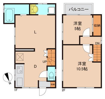 東新小岩６（新小岩駅）　１４８０万円 1480万円、2LDK、土地面積44.36m<sup>2</sup>、建物面積40.48m<sup>2</sup> 間取り