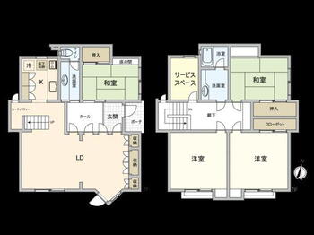 都賀の台２（都賀駅）　２８４０万円 2840万円、4LDK+S、土地面積187.91m<sup>2</sup>、建物面積127.04m<sup>2</sup> 間取り