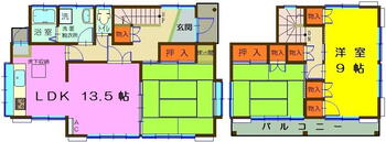 関本分中　９９８万円 998万円、3LDK、土地面積247.34m<sup>2</sup>、建物面積93.55m<sup>2</sup> ３ＬＤＫ<BR>※全居室南向きの明るい住宅<BR>※２階の洋室を分割することにより、３ＬＤＫから４ＬＤＫへ変更可