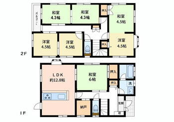 相原町　２３００万円 2300万円、6LDK+S（納戸）、土地面積127.32m<sup>2</sup>、建物面積118.82m<sup>2</sup> 