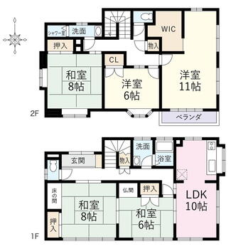 岸（山北駅）　１０９０万円 1090万円、5LDK+S（納戸）、土地面積132.2m<sup>2</sup>、建物面積147.07m<sup>2</sup> 