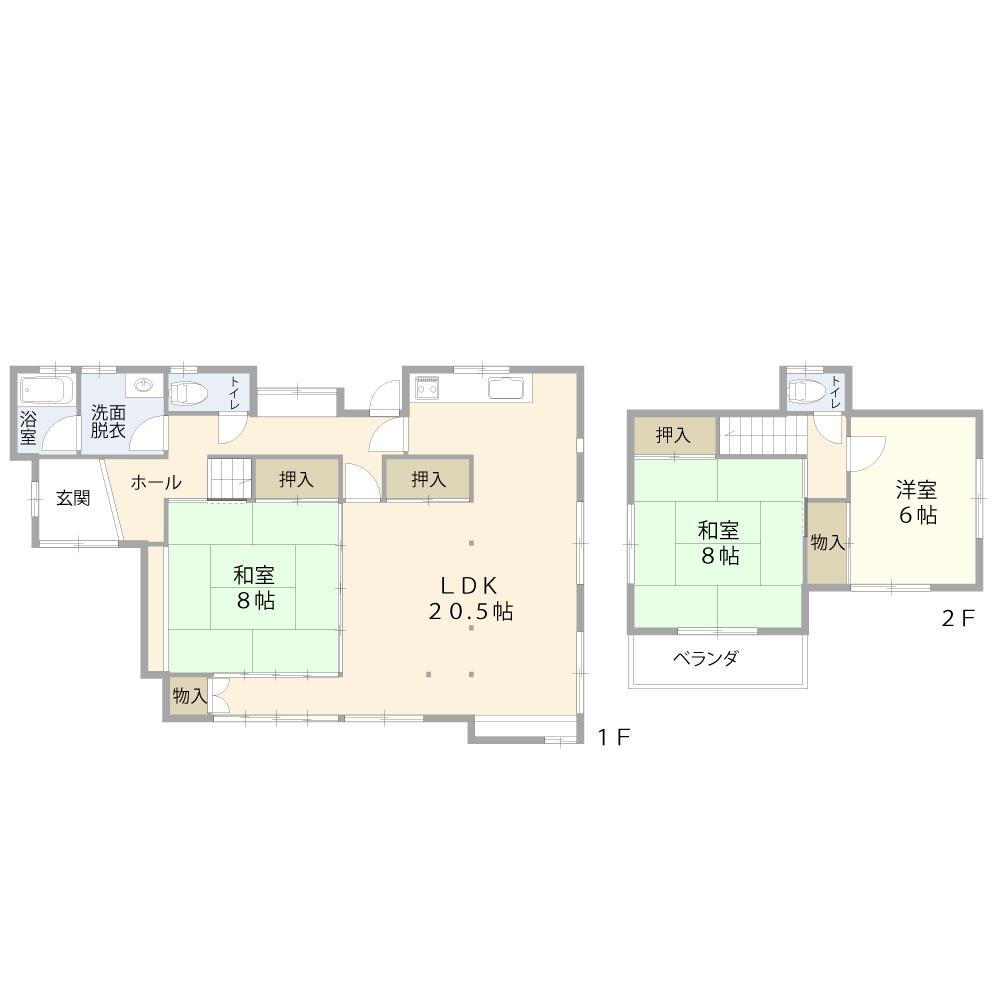 鳩ヶ丘２　１１８０万円 1180万円、3LDK、土地面積209.71m<sup>2</sup>、建物面積97.77m<sup>2</sup> 