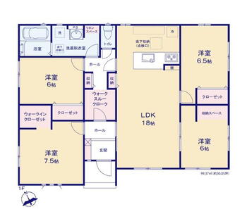 豊白１（東海駅）　３０４８万円 3048万円、4LDK、土地面積365.12m<sup>2</sup>、建物面積99.37m<sup>2</sup> 　 ☆アクティブな暮らしをサポートするウォークスルークロークが頼りになります！LDK広々18帖、全室ゆったり6帖以上、段差のないオールフローリングです。