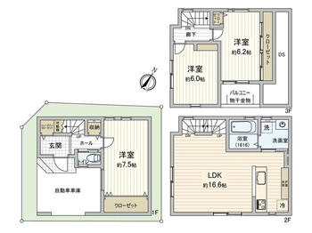 光町１（国立駅）　５５８０万円 5580万円、3LDK、土地面積51.74m<sup>2</sup>、建物面積96.09m<sup>2</sup> 間取図