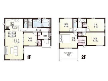 大字千塚（幸手駅）　３２９８万円 3298万円、5LDK、土地面積396.45m<sup>2</sup>、建物面積108.47m<sup>2</sup> 幸手市千塚2期2号棟　間取図