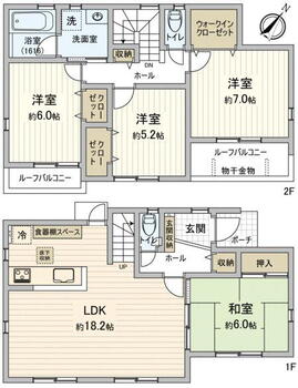 鶴ケ岡５（上福岡駅）　３１９０万円 3190万円、4LDK、土地面積130.85m<sup>2</sup>、建物面積101.02m<sup>2</sup> 間取り