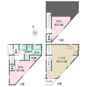 大原１（下北沢駅）　６４８０万円 6480万円、1LDK+S、土地面積46.92m<sup>2</sup>、建物面積61.32m<sup>2</sup> 間取図