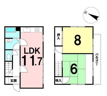 野比１（ＹＲＰ野比駅）　１２８０万円 1280万円、2LDK、土地面積86m<sup>2</sup>、建物面積56.3m<sup>2</sup> 南東向き２LDK