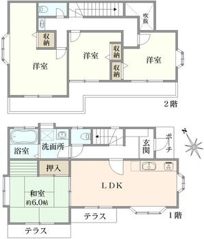 前原町２（武蔵小金井駅）　４２８０万円 4280万円、4LDK、土地面積116.78m<sup>2</sup>、建物面積128.48m<sup>2</sup> 間取り図