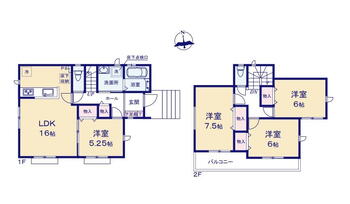 双葉台１　２４９０万円 2490万円、4LDK、土地面積160.09m<sup>2</sup>、建物面積96.47m<sup>2</sup> 　 ☆各部屋を最大限に広く使って頂ける様、全居室に大容量の収納付き。全室南向きの明るいお部屋！1階洋室は2WAY出入り口。テレワークや客間、納戸としても◎