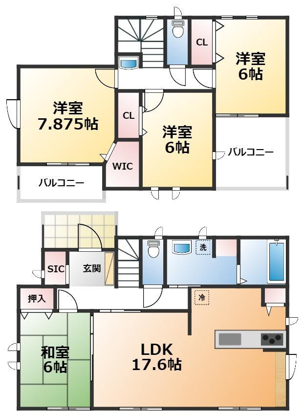 土沢（下野大沢駅）　２６４０万円 2640万円、4LDK、土地面積309.7m<sup>2</sup>、建物面積108.18m<sup>2</sup> 9号棟／全室南向きで陽当たりの良い間取りです