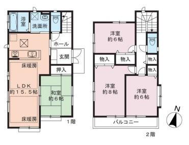 篠原東１（妙蓮寺駅）　６５８０万円 6580万円、4LDK、土地面積117.2m<sup>2</sup>、建物面積98.54m<sup>2</sup> 間取り図