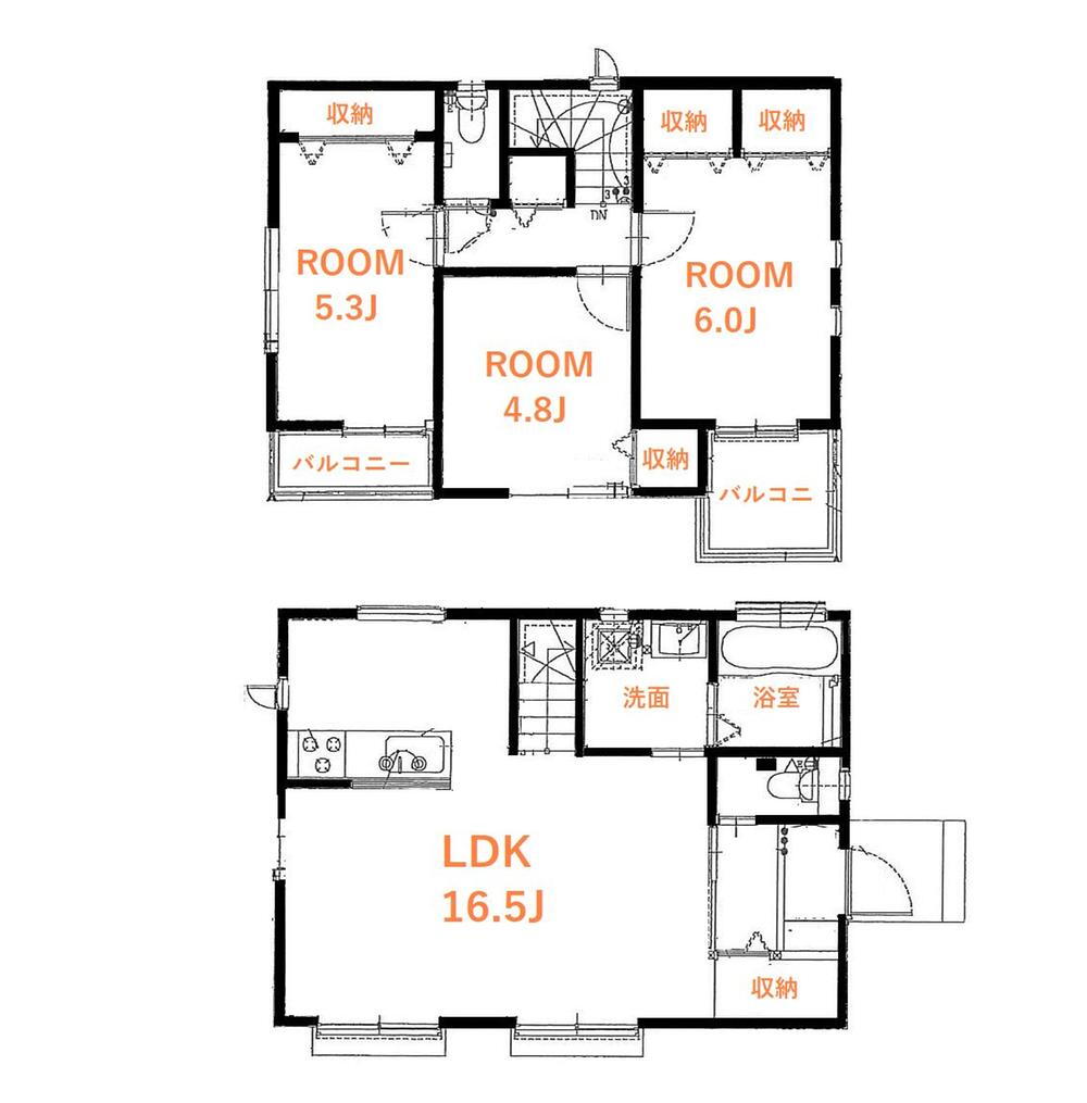 六木２（八潮駅）　４０８０万円 4080万円、3LDK、土地面積96.18m<sup>2</sup>、建物面積80.73m<sup>2</sup> 全室南向きの設計