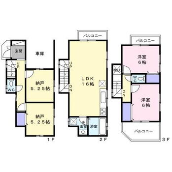 本宿町（二俣川駅）　３７９５万円 3795万円、4LDK+S、土地面積64.52m<sup>2</sup>、建物面積102.25m<sup>2</sup> 間取り：2LDK＋2S 1F：38.50m<sup>2</sup>（ビルトイン車庫約9.9m<sup>2</sup>含む） 2F：35.19m<sup>2</sup> 3F28…