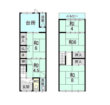 瓢箪町　５５０万円 550万円、5K、土地面積52.79m<sup>2</sup>、建物面積61.56m<sup>2</sup> 間取り図