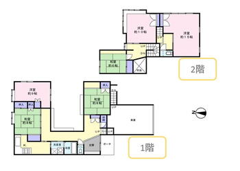松和町　１９００万円 1900万円、6K、土地面積218.29m<sup>2</sup>、建物面積185.74m<sup>2</sup> 間取り図