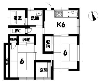 国母２（甲斐住吉駅）　４５０万円 450万円、2K、土地面積137.71m<sup>2</sup>、建物面積49.38m<sup>2</sup> 