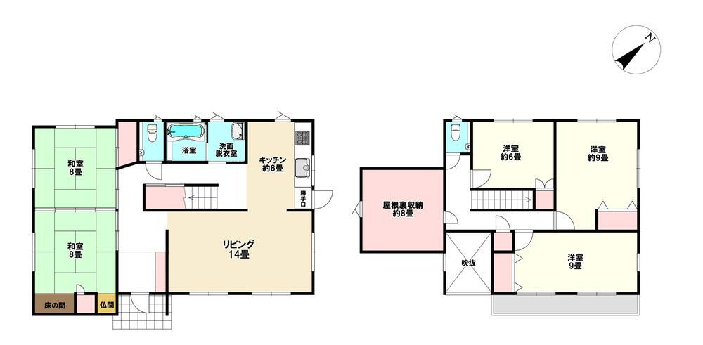 松山（村上駅）　１１８０万円 1180万円、5LDK、土地面積416.83m<sup>2</sup>、建物面積153.36m<sup>2</sup> 1階にLDKと和室、2階に洋室3室と屋根裏収納。各室広めでゆとりのある間取りです。