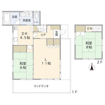 吉佐美（伊豆急下田駅）　１１８０万円 1180万円、2LDK、土地面積331m<sup>2</sup>、建物面積69.55m<sup>2</sup> 【間取図】