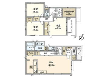 二本木新町１（東刈谷駅）　３６８０万円 3680万円、3LDK、土地面積141.35m<sup>2</sup>、建物面積101.85m<sup>2</sup> 間取図