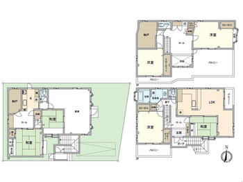 花園町４（青山駅）　２９８０万円 2980万円、6LDK+S、土地面積155.4m<sup>2</sup>、建物面積222.31m<sup>2</sup> 間取図