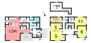 横根町箕手（共和駅）　５４４０万円 5440万円、5LDK+S（納戸）、土地面積160.77m<sup>2</sup>、建物面積135.38m<sup>2</sup> 【中古戸建】大府市横根町箕手、5LDK+S（納戸）、土地面積160.77m2、建物面積135.38m2、全館空調システム♪中庭つき！2台並列駐可♪♪カーポート付き♪