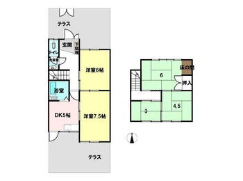 大福町５　３９８万円 398万円、5DK、土地面積89.64m<sup>2</sup>、建物面積71.88m<sup>2</sup> 5LDK庭、テラス付き