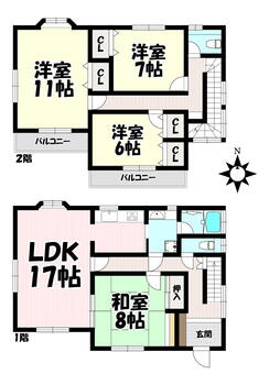 光ケ丘３　２６９０万円 2690万円、4LDK、土地面積178.98m<sup>2</sup>、建物面積119.14m<sup>2</sup> 4LDK♪南向き、日当たり良好♪全居室6帖以上でゆったり過ごせます。収納も全居室付でお部屋を広く使えます♪LDK横和室は8帖あり、ご家族が集まりやすい広さです♪2面バルコニーでお…