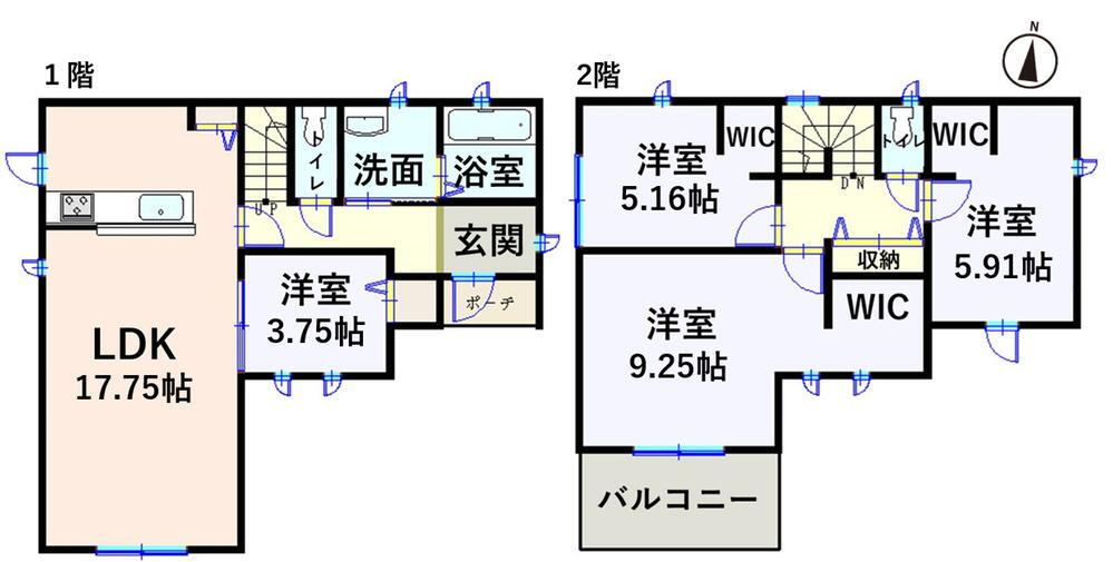 長太栄町４（長太ノ浦駅）　１８８０万円 1880万円、4LDK、土地面積164.64m<sup>2</sup>、建物面積101.03m<sup>2</sup> ２階全室ウォークインクロゼットございます。随所に収納のあるお家です