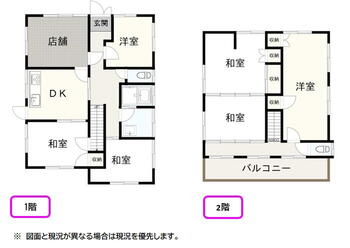 中田町（三島田町駅）　２４１２万円 2412万円、5DK、土地面積159.08m<sup>2</sup>、建物面積129.58m<sup>2</sup> 間取りです。