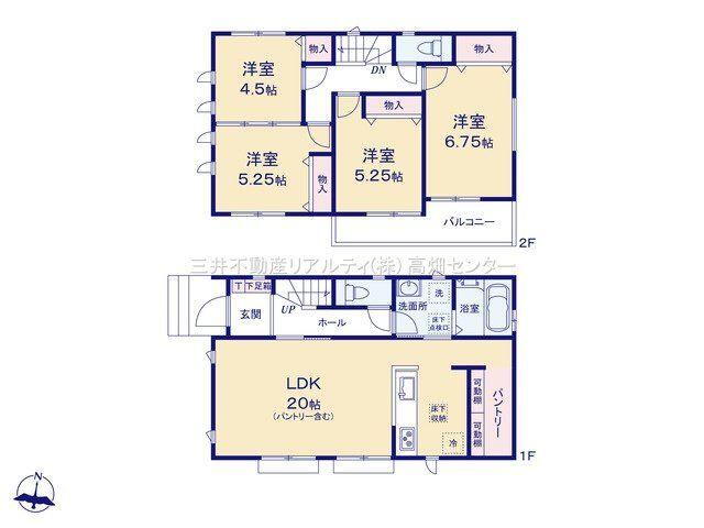 鯏浦町上六（弥富駅）　２８９０万円 2890万円、4LDK、土地面積164.93m<sup>2</sup>、建物面積97.31m<sup>2</sup> 間取図