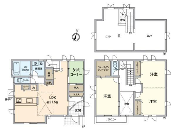 亀が洞２（徳重駅）　４２８０万円 4280万円、2LDK、土地面積122.26m<sup>2</sup>、建物面積137.08m<sup>2</sup> 間取り