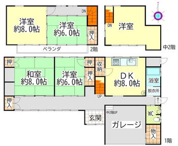 北及（柳津駅）　５３０万円 530万円、5DK、土地面積150.83m<sup>2</sup>、建物面積140.06m<sup>2</sup> 