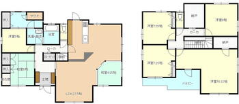 柳津町上佐波３（柳津駅）　２９９８万円 2998万円、7LDK+S（納戸）、土地面積453.41m<sup>2</sup>、建物面積183.37m<sup>2</sup> 間取り図です。７ＬＤＫ＋Ｓのお庭付き、池、はなれ付きの住宅です。