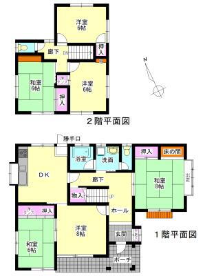 笹尾東１　１３８０万円 1380万円、5LDK、土地面積241.89m<sup>2</sup>、建物面積124.18m<sup>2</sup> 