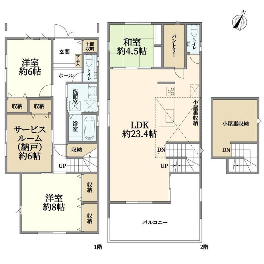 元郷２（大森・金城学院前駅）　４６４３万１０００円 4643万1000円、3LDK+S、土地面積129.88m<sup>2</sup>、建物面積119.17m<sup>2</sup> 