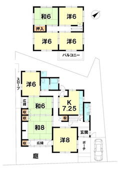 下阪本２（唐崎駅）　２３８０万円 2380万円、8K、土地面積216.56m<sup>2</sup>、建物面積154.05m<sup>2</sup> 続き和室・縁側と趣のあるお家です