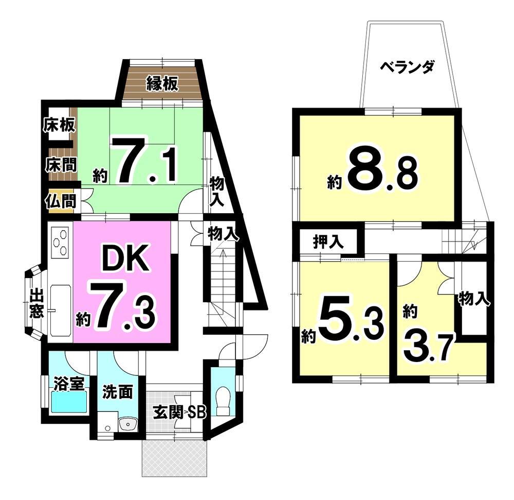 奈良屋町（伏見駅）　２３８０万円 2380万円、4DK、土地面積71.8m<sup>2</sup>、建物面積84.57m<sup>2</sup> 