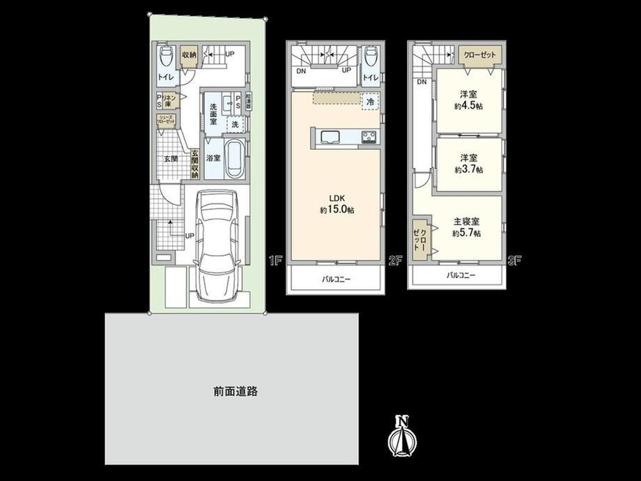 ローズプレイス平野長吉六反　２号地 3480万円、3LDK、土地面積50.11m<sup>2</sup>、建物面積80.81m<sup>2</sup> 間取図