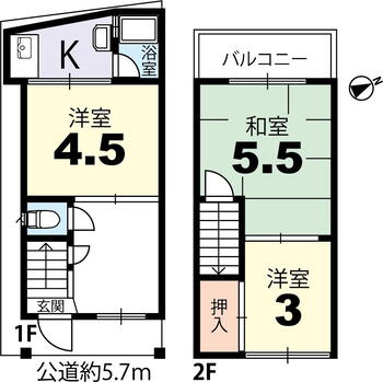 浄土寺下南田町（蹴上駅）　１２９０万円 1290万円、3K、土地面積31.27m<sup>2</sup>、建物面積28.35m<sup>2</sup> 