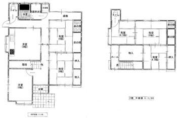 二階堂上ノ庄町（二階堂駅）　１６００万円 1600万円、6K+S（納戸）、土地面積183.32m<sup>2</sup>、建物面積118.41m<sup>2</sup> 現状間取図