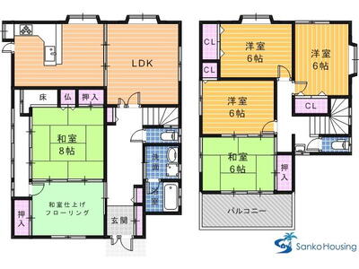 上野芝向ヶ丘町４（上野芝駅）　４７８０万円 4780万円、6LDK、土地面積152.11m<sup>2</sup>、建物面積170.84m<sup>2</sup> 