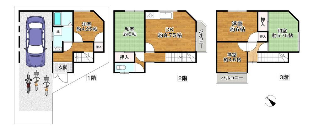 津田東町１（藤阪駅）　１０８０万円 1080万円、5LDK、土地面積64.96m<sup>2</sup>、建物面積87m<sup>2</sup> 