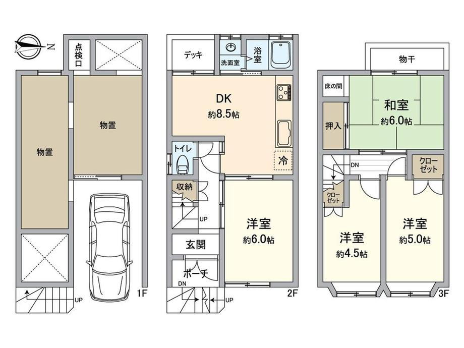 松室吾田神町（上桂駅）　９８０万円 980万円、4DK+S、土地面積46.88m<sup>2</sup>、建物面積81.54m<sup>2</sup> 間取図