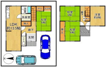 新家（新家駅）　７８０万円 780万円、4LDK、土地面積109.99m<sup>2</sup>、建物面積93.96m<sup>2</sup> 4LDKのゆとりある間取りです♪