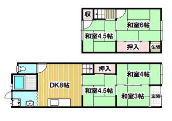 錦町（四条畷駅）　６８０万円 680万円、2DK、土地面積53.58m<sup>2</sup>、建物面積66.22m<sup>2</sup> 