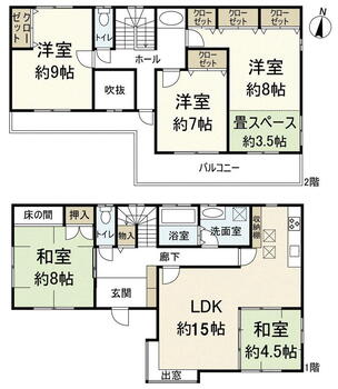 上ノ島町３（立花駅）　４４８０万円 4480万円、5LDK、土地面積140.09m<sup>2</sup>、建物面積152.49m<sup>2</sup> 間取図