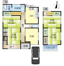 上島町（萱島駅）　２３４０万円 2340万円、5DK、土地面積129.32m<sup>2</sup>、建物面積95.62m<sup>2</sup> 