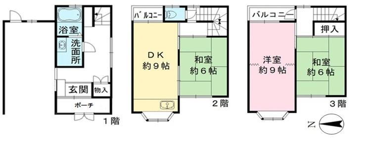東大阪市横小路町一丁目　戸建 690万円、3DK、土地面積41.18m<sup>2</sup>、建物面積88.02m<sup>2</sup> 間取り図